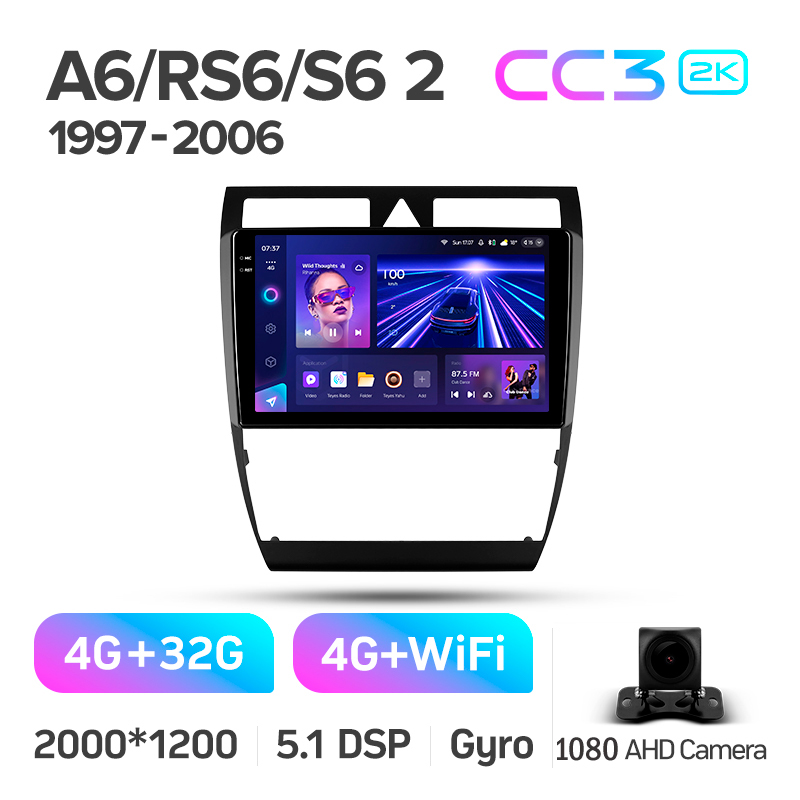 Android head unit Teyes CC3 4+32 Gb Audi A6 2 1997-2004 S6 2 1999-2004 RS6 1 2002-2006 9" 2k