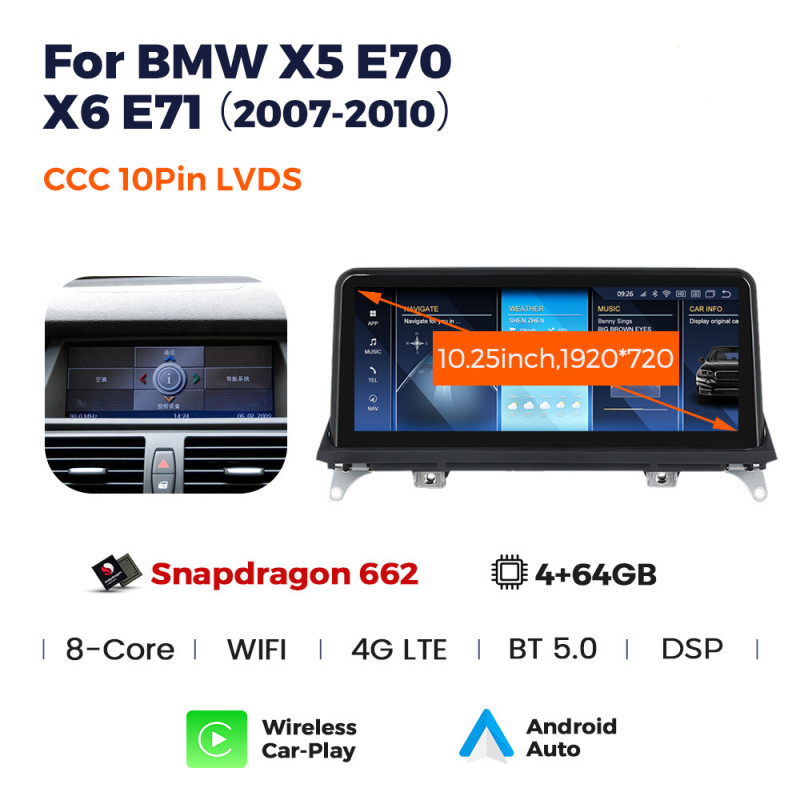 Android head unit AMS BMW X5 E70/X6 E71 (2007-2010) Original CCC System 4+64Gb 10.25"