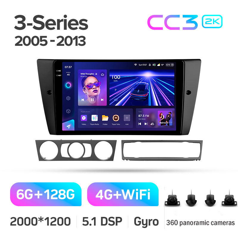 Android head unit Teyes CC3 6+128 Gb with 360° surround view° BMW 3 E90 E91 E92 E93 2005-2013 9" 2k