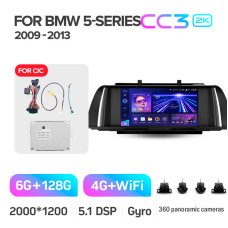 Android head unit Teyes CC3 6+128 Gb with 360° surround view° BMW 5 Series F10 F11 CIC 2009-2013 9" 2k (L3)