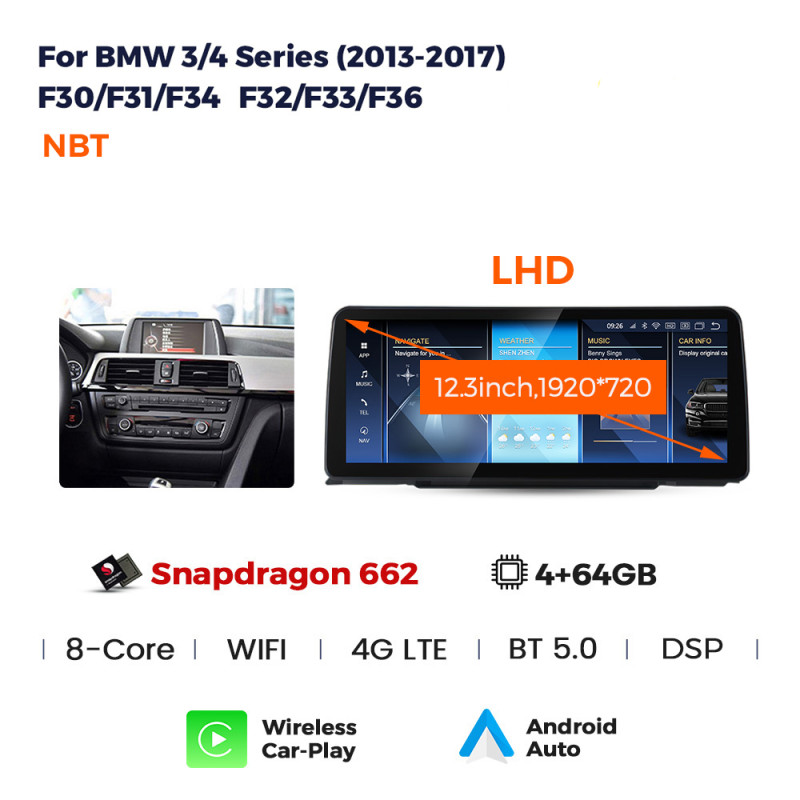 Android head unit AMS BMW 3 SeriesF30/F31/F34/F35 (2013-2017) NBT 4+64Gb 12.3"