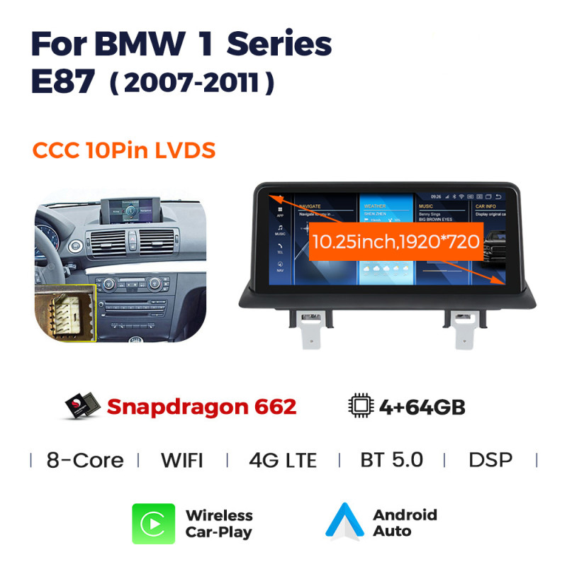 Android head unit AMS BMW E87/E81/E88/E87(2004-2012) Original CCC System 4+64Gb 10.25"