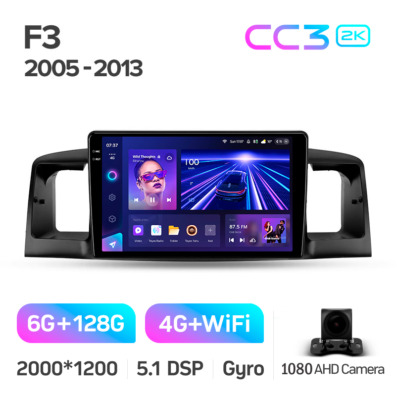 Android head unit Teyes CC3 6+128 Gb BYD F3 1 2005-2013 9" 2k