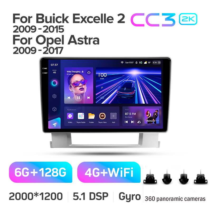 Android head unit Teyes CC3 6+128 Gb with 360° surround view° Buick Excelle 2 2009-2015 / Opel Astra J 2009-2017 9" 2k