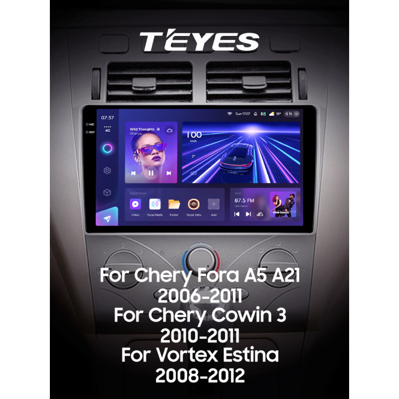 Android head unit Teyes CC3 6+128 Gb Chery Fora A5 A21 2006-2010 Cowin 3 A21 2010-2011 Vortex Estina 2008-2012 9" 2k