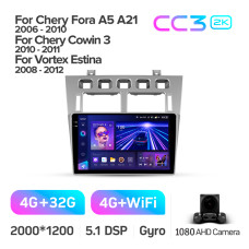 Android head unit Teyes CC3 4+32 Gb Chery Fora A5 A21 2006-2010 Cowin 3 A21 2010-2011 Vortex Estina 2008-2012 9" 2k