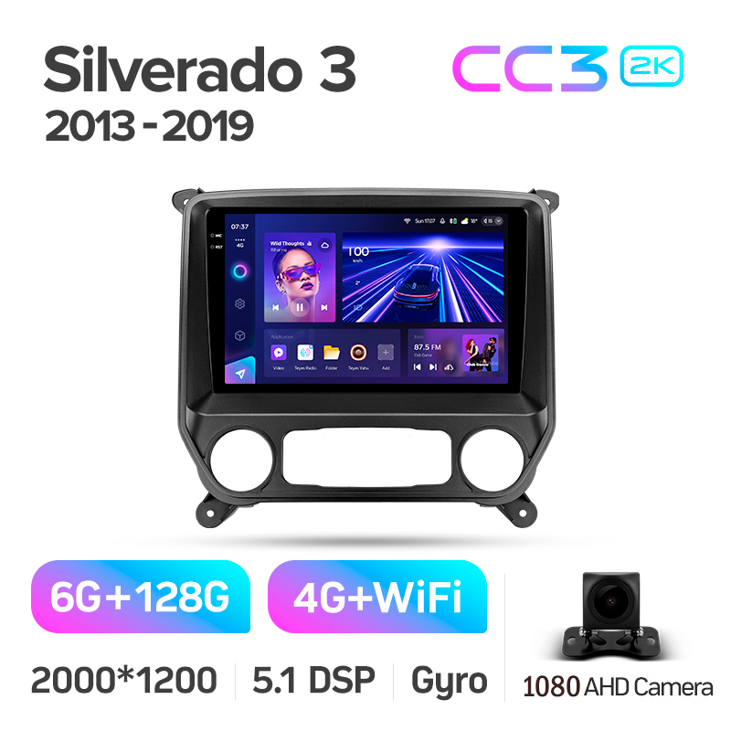Android head unit Teyes CC3 6+128 Gb Chevrolet Silverado 3 GMTK2 2013-2019 10" 2k