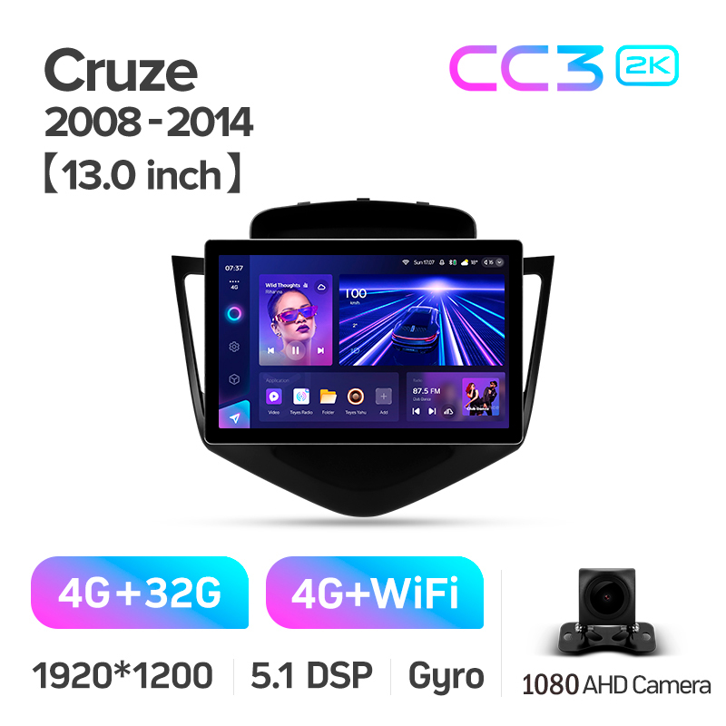 Android head unit Teyes CC3 4+32 Gb Chevrolet Cruze J300 2008-2014 13" 2k