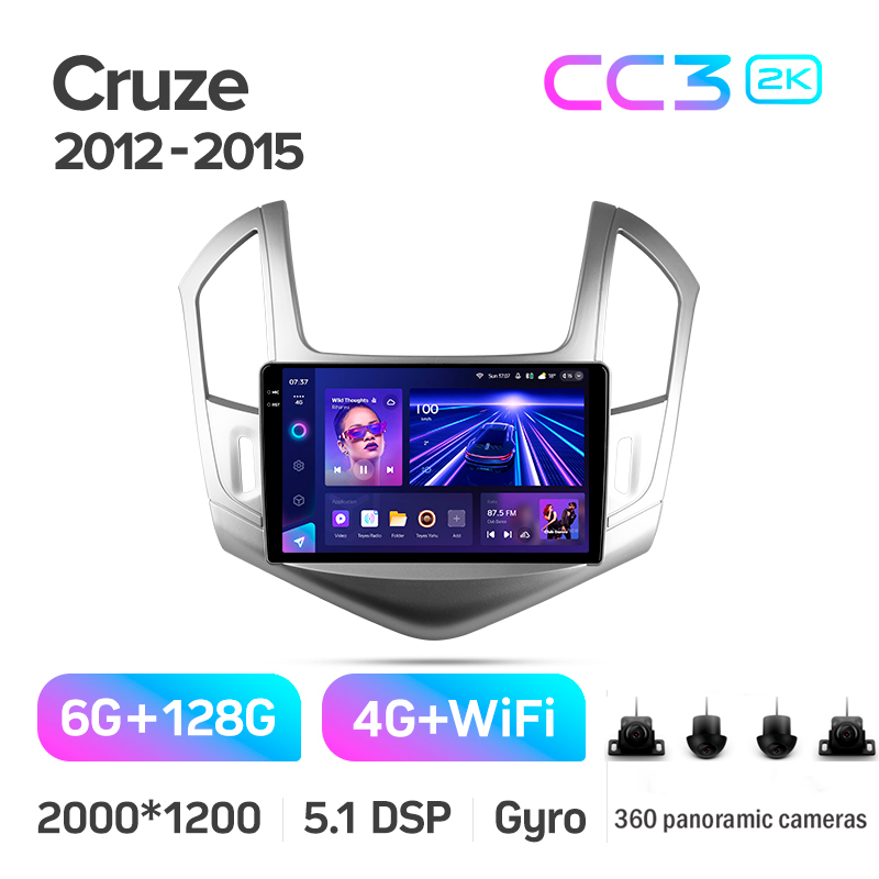 Android head unit Teyes CC3 6+128 Gb with 360° surround view° Chevrolet Cruze J300 J308 2012-2015 9" 2k (L1)