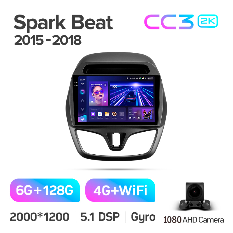 Android head unit Teyes CC3 6+128 Gb Chevrolet Spark Beat (F2) 2015-2018 9" 2k