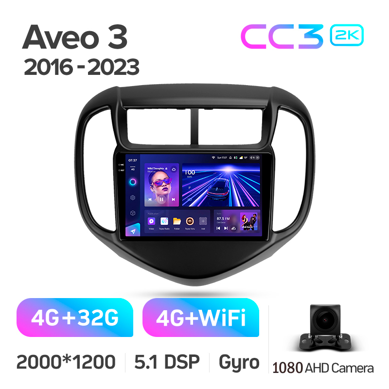 Android head unit Teyes CC3 4+32 Gb Chevrolet Aveo 3 2016-2023 9" 2k