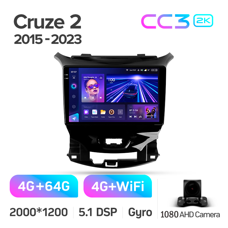 Android head unit Teyes CC3 4+64 Gb Chevrolet Cruze 2 2015-2023 9" 2k