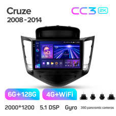 Android head unit Teyes CC3 6+128 Gb with 360° surround view° Chevrolet Cruze J300 2008-2014 9" 2k