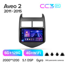Android head unit Teyes CC3 6+128 Gb with 360° surround view° Chevrolet Aveo 2 2011-2015 9" 2k