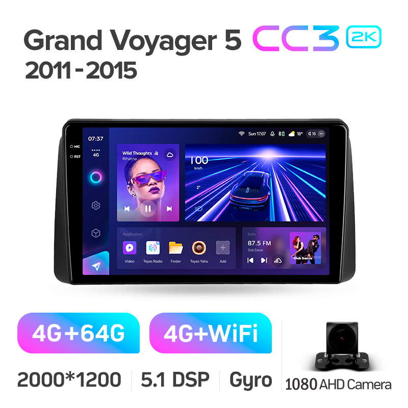 Android head unit Teyes CC3 4+64 Gb Chrysler Grand Voyager 5 2011-2015 9" 2k (L1)