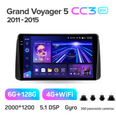 Android head unit Teyes CC3 6+128 Gb with 360° surround view° Chrysler Grand Voyager 5 2011-2015 9" 2k (L1)