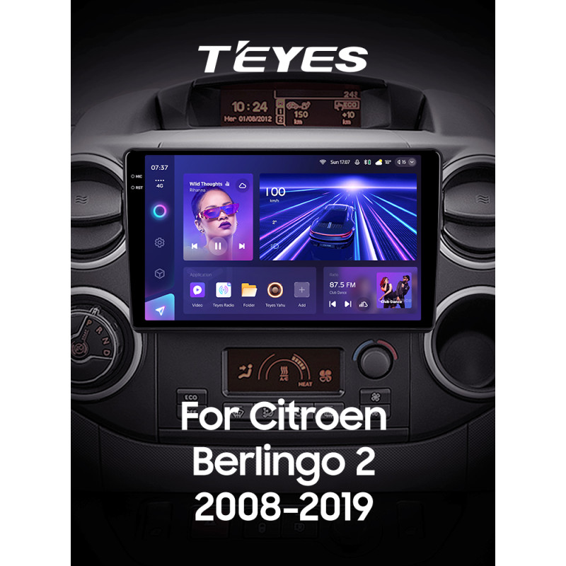 Android head unit Teyes CC3 6+128 Gb with 360° surround view° Citroen Berlingo 2 B9 2008-2019 9" 2k