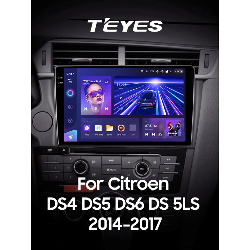 Android head unit Teyes CC3 4+64 Gb Citroen DS4 DS5 DS6 DS 5LS (1 Din) 2014-2017 9" 1din 2k (L2)