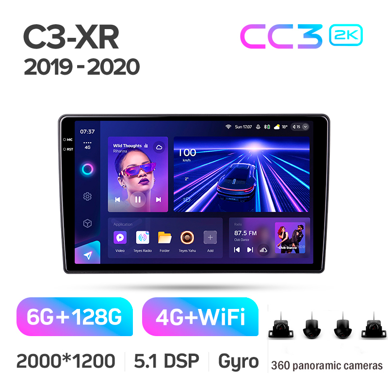 Android head unit Teyes CC3 6+128 Gb with 360° surround view° Citroen C3-XR (F1) 2019-2020 10" 2k