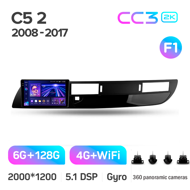 Android head unit Teyes CC3 6+128 Gb with 360° surround view° Citroen C5 2 2008-2017 (F1) 9" 2k (L1)