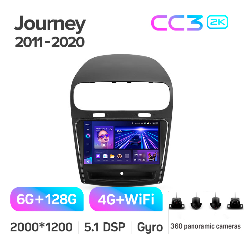 Android head unit Teyes CC3 6+128 Gb with 360° surround view° Dodge Journey JC 2011-2020 9" 2k (L2)