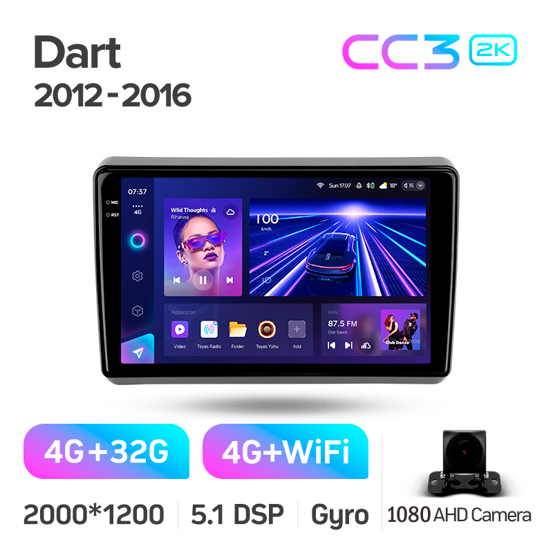 Android head unit Teyes CC3 4+32 Gb Dodge Dart 2012 - 2016 9" 2k