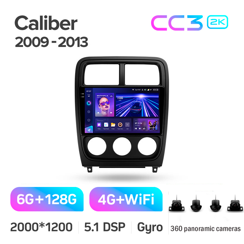 Android head unit Teyes CC3 6+128 Gb with 360° surround view° Dodge Caliber PM 2009 - 2013 9" 2k (L2)