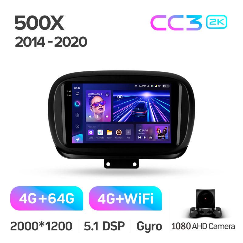 Android head unit Teyes CC3 4+64 Gb Fiat 500X 2014-2020 9" 2k (L1)