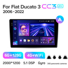 Android head unit Teyes CC3 6+128 Gb with 360° surround view° Fiat Ducato 3 For Peugeot Boxer 2 For Citroen Jumper 2 2006-2022 (A) 9" 2k