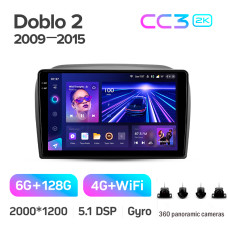 Android head unit Teyes CC3 6+128 Gb with 360° surround view° Fiat Doblo 2 II 263 2009-2015 9" 2k (L1)