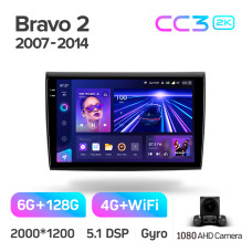 Android head unit Teyes CC3 6+128 Gb Fiat Bravo 198 2 II 2007-2014 9" 2k (L1)