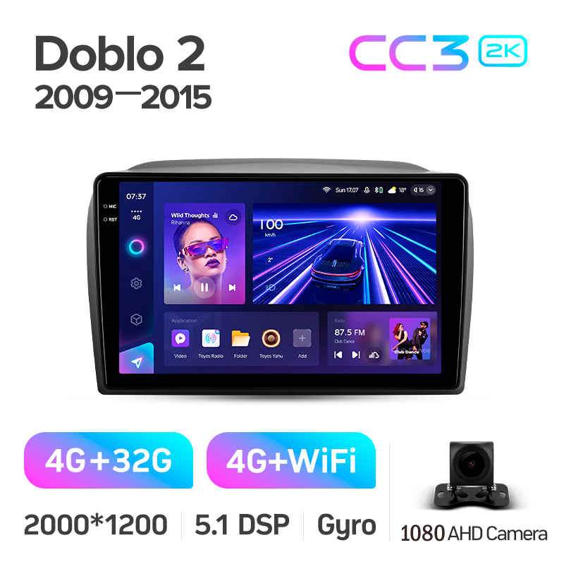 Android head unit Teyes CC3 4+32 Gb Fiat Doblo 2 II 263 2009-2015 9" 2k (L1)