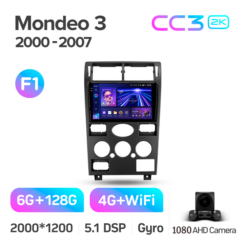 Fahrzeugradio Teyes CC3 6+128 GB für Ford Mondeo 3 (2000–2007, Baujahr F1), 9 Zoll, 2DIN.