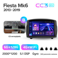 Android head unit Teyes CC3 6+128 Gb with 360° surround view° Ford Fiesta Mk 6 (F2) 2008-2019 (B) 9" 2k
