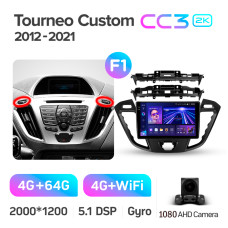 Android head unit Teyes CC3 4+64 Gb Ford Tourneo Custom 1 I Transit (F1) 2012-2021 9" 2k