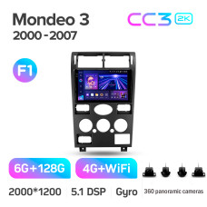 Android head unit Teyes CC3 6+128 Gb with 360° surround view° Ford Mondeo 3 2000-2007 (F1) 9" 2k