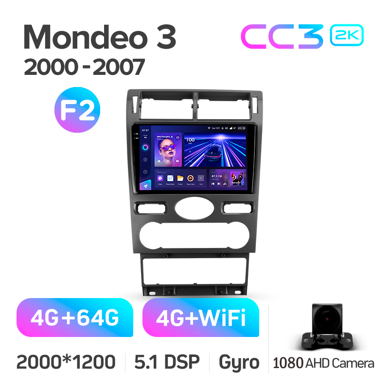Android head unit Teyes CC3 4+64 Gb Ford Mondeo 3 2000-2007 (F2) 9" 2k