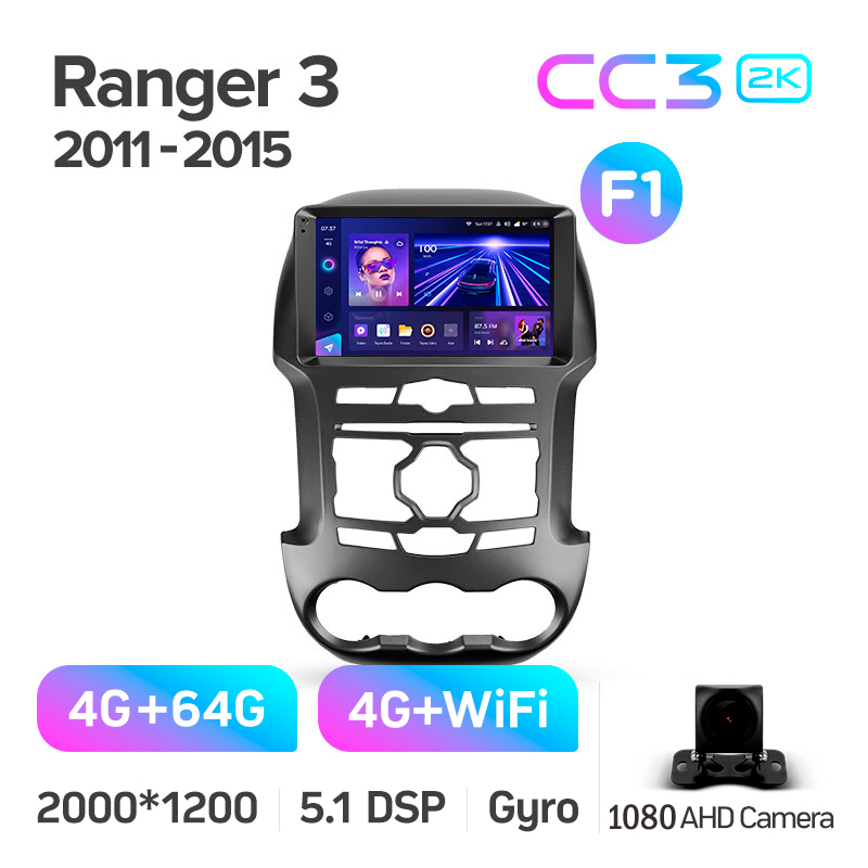 Stanzmagnetbandgerät Teyes CC3 4+64 GB Ford Ranger 3 (F1) 2011–2015, 9