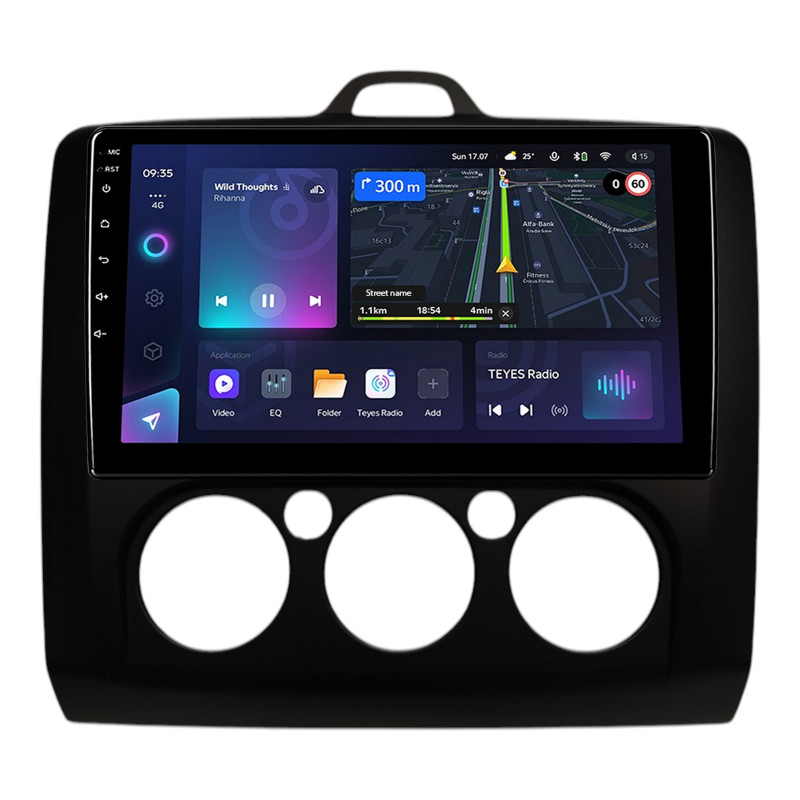Štátní magnetofon Teyes CC3L 4+32 GB pro Ford Focus 2004–2014, manuální převodovka, klimatizace, černý, 9 palců