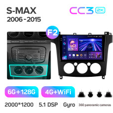 Android head unit Teyes CC3 6+128 Gb with 360° surround view° Ford S-MAX 1 2006-2015 (F2) 9" 2k