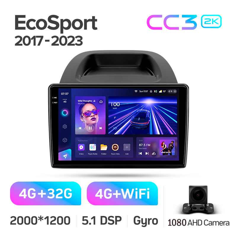 Android head unit Teyes CC3 4+32 Gb Ford EcoSport Eco Sport 2017-2023 10" 2k