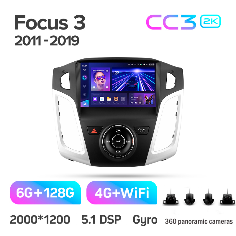 Štátní magnetofon Teyes CC3 6+128 GB s kruhovým pohledem 360° pro Ford Focus 3 Mk 3 2011–2019, 9