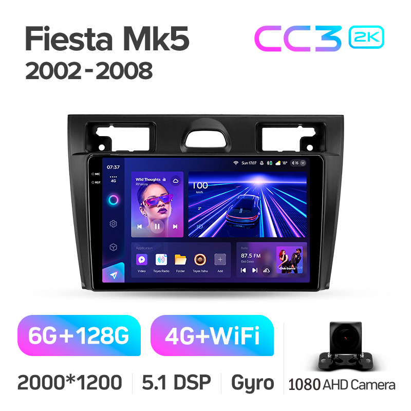 Estéreo de fábrica Teyes CC3 6+128 GB para Ford Fiesta Mk VI 5 Mk5 2002–2008, 9