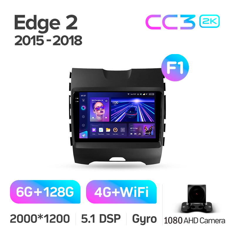 Android head unit Teyes CC3 6+128 Gb Ford Edge 2 2015-2018 (F1) 9" 2k