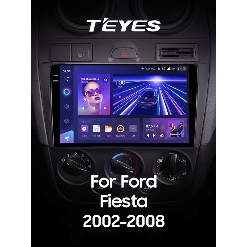 Android head unit Teyes CC3 6+128 Gb with 360° surround view° Ford Fiesta Mk VI 5 Mk5 2002 - 2008 9" 2k