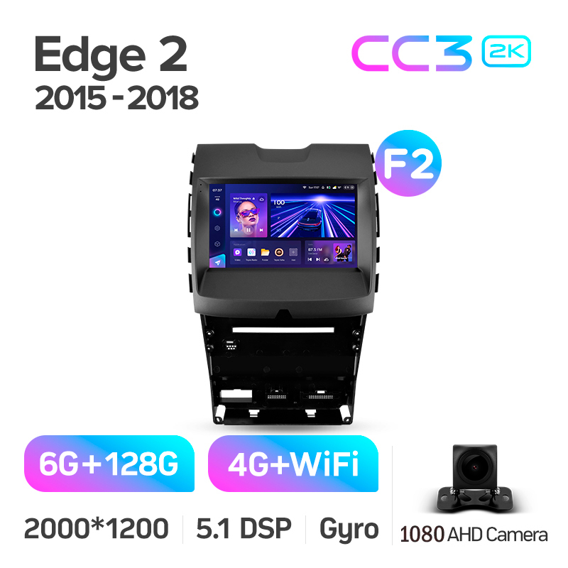 Android head unit Teyes CC3 6+128 Gb Ford Edge 2 2015-2018 (F2) 9" 2k (L1)