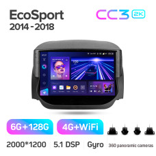 Android head unit Teyes CC3 6+128 Gb with 360° surround view° Ford EcoSport Eco Sport 2014-2018 9" 2k (L1)