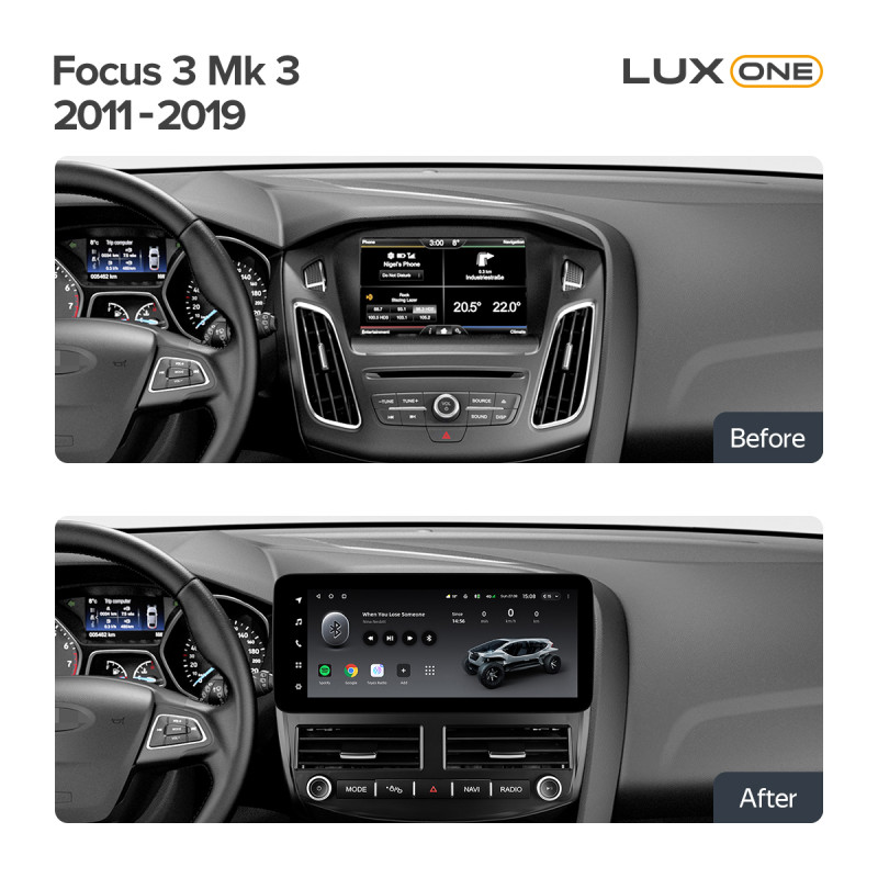 Android head unit Teyes LUX ONE 6+128 Gb with 360° surround view° Ford Focus 3 Mk 3 2011-2019 12.3" (L2)