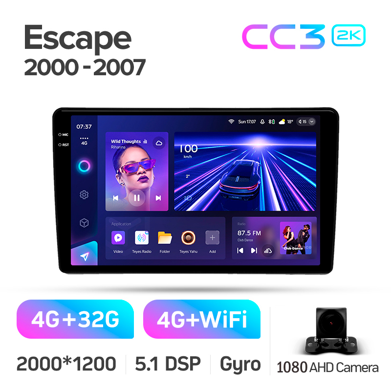 Android head unit Teyes CC3 4+32 Gb Ford Escape 1 2000-2007 9" 2k
