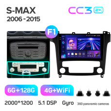 Android head unit Teyes CC3 6+128 Gb with 360° surround view° Ford S-MAX 1 2006-2015 (F1) 9" 2k